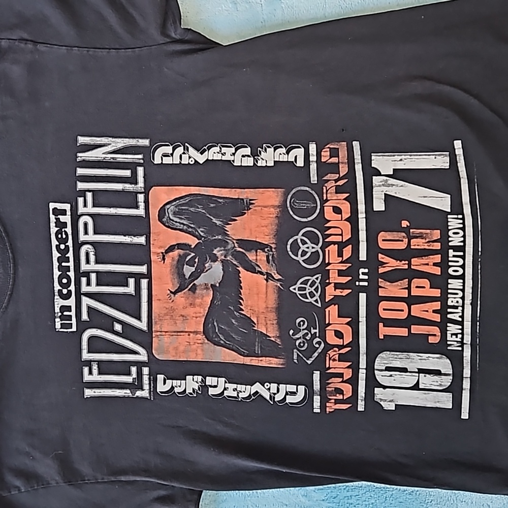 LED-Zepplein In Concert Tokyo Men's Graphic Band T-shirt Black Sz M Japan 1971